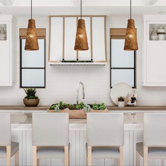 Set of 3 Ahaloye Mini Boho Woven Pendant Lighting, Farmhouse Brown - New In Box - Picture 7 of 8